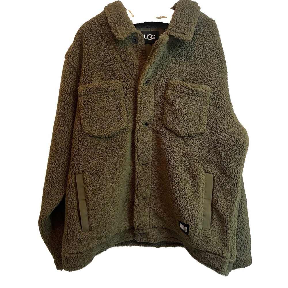 UGG Men's 2XL Janson Sherpa Truckers Jacket Olive Green Pockets Buttons NWT
